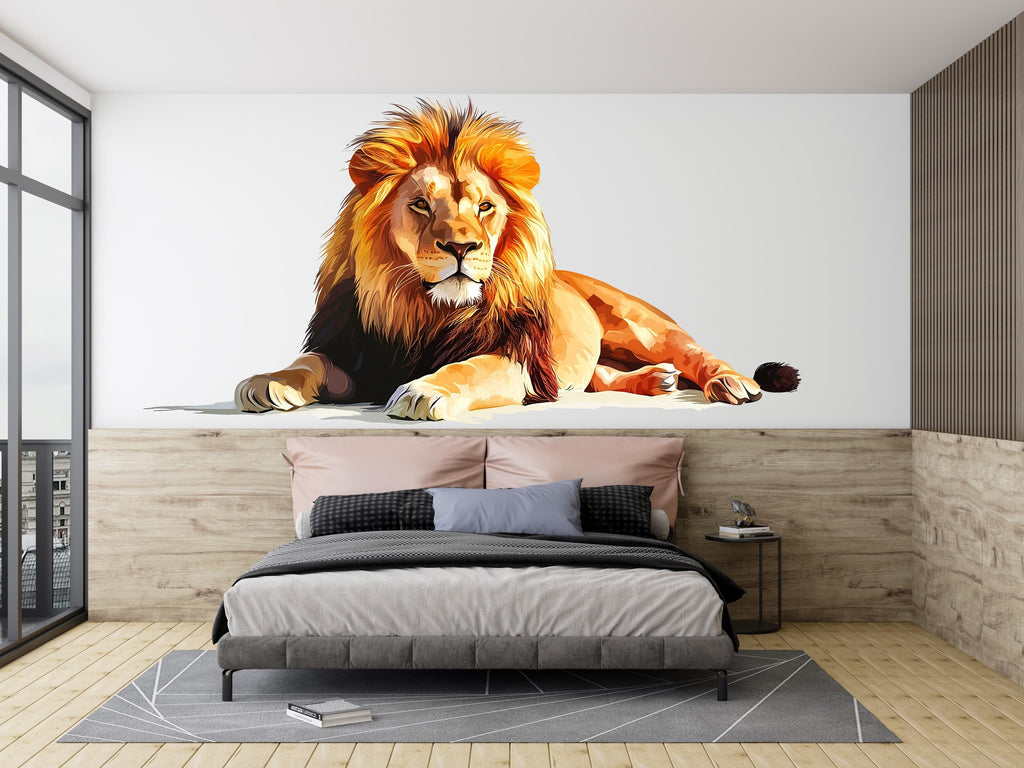 Lion Wall Decal, Lion Wall Art, Animal Wall Decor, Lion Wall Sticker, Wildlife Wall Art, Safari Nursery Decor, Animal Wall Decal, 034gm