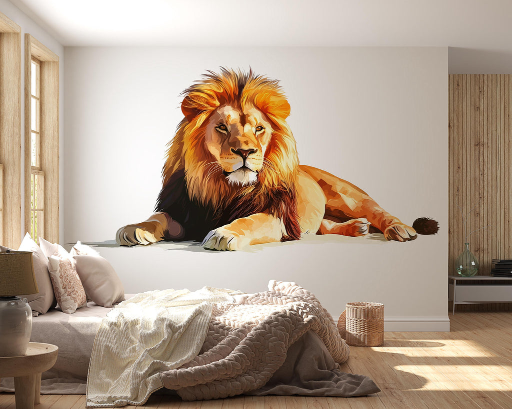 Lion Wall Decal, Lion Wall Art, Animal Wall Decor, Lion Wall Sticker, Wildlife Wall Art, Safari Nursery Decor, Animal Wall Decal, 034gm