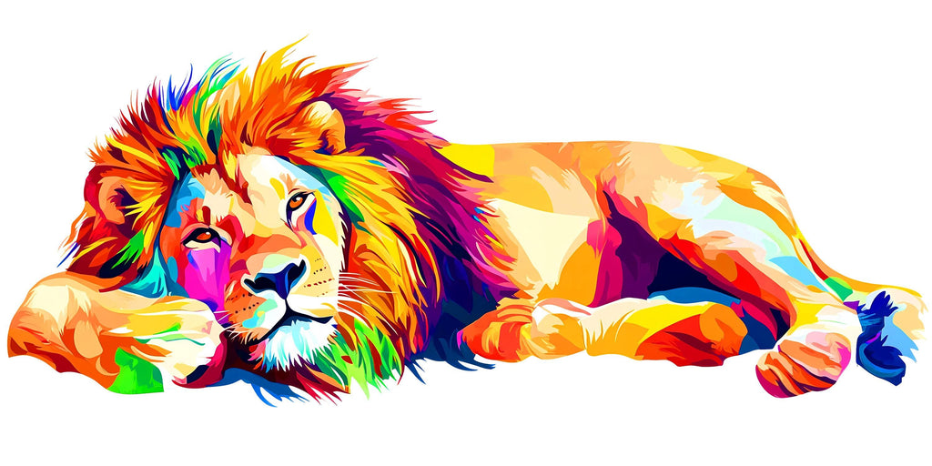 Colorful Lion Wall Decal, Lion Wall Art, Rainbow Lion Wall Sticker, Modern Animal Wall Decor, Lion Wall Decor, Safari Animal Wall Art, 034gm