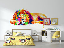 Load image into Gallery viewer, Colorful Lion Wall Decal, Lion Wall Art, Rainbow Lion Wall Sticker, Modern Animal Wall Decor, Lion Wall Decor, Safari Animal Wall Art, 034gm