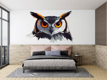 Load image into Gallery viewer, Owl Wall Decal, Owl Wall Art, Owl Wall Sticker, Owl Bedroom Decor, Large Owl Wall Art, Forest Animal Wall Art, Nature Wall Decor, 036gm