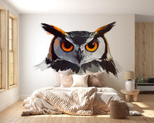 Load image into Gallery viewer, Owl Wall Decal, Owl Wall Art, Owl Wall Sticker, Owl Bedroom Decor, Large Owl Wall Art, Forest Animal Wall Art, Nature Wall Decor, 036gm