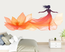 Load image into Gallery viewer, Woman Wall Decal, Floral Woman Wall Art, Abstract Woman Wall Sticker, Bedroom Wall Decor, Feminine Wall Decal, Boho Wall Art, 039gm