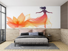 Load image into Gallery viewer, Woman Wall Decal, Floral Woman Wall Art, Abstract Woman Wall Sticker, Bedroom Wall Decor, Feminine Wall Decal, Boho Wall Art, 039gm
