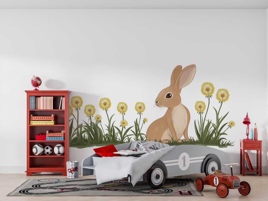 Rabbit Wall Decal, Bunny Wall Sticker, Nursery Wall Decor, Woodland Animal Wall Art, Kids Room Wall Decal, Baby Room Wall Mural, 040gm