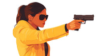Load image into Gallery viewer, Action Woman Wall Decal, Movie Style Wall Sticker, Female Action Wall Art, Modern Pop Art Wall Decal, Living Room Wall Decor, 041gm