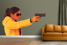 Load image into Gallery viewer, Action Woman Wall Decal, Movie Style Wall Sticker, Female Action Wall Art, Modern Pop Art Wall Decal, Living Room Wall Decor, 041gm