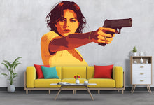 Load image into Gallery viewer, Pop Art Woman Wall Decal, Action Style Wall Sticker, Modern Female Wall Art, Movie Inspired Wall Decor, Living Room Wall Decal, 042gm