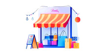 Load image into Gallery viewer, Kids Shop Wall Decal, Storefront Wall Sticker, Playroom Wall Decor, Kids Room Wall Art, Pretend Play Store Decal, Nursery Wall Sticker,043gm