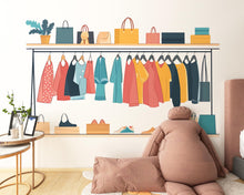 Load image into Gallery viewer, Kids Clothing Store Wall Decal, Fashion Shop Wall Sticker, Playroom Wall Decor, Kids Boutique Wall Art, Pretend Play Store Decal, 044gm