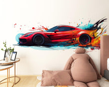 Load image into Gallery viewer, Sports Car Wall Decal, Race Car Wall Sticker, Supercar Wall Art, Boys Room Wall Decor, Car Wall Decal, Racing Car Wall Art, Car Decor, 047gm