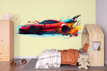 Load image into Gallery viewer, Sports Car Wall Decal, Race Car Wall Sticker, Supercar Wall Art, Boys Room Wall Decor, Car Wall Decal, Racing Car Wall Art, Car Decor, 047gm