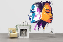 Load image into Gallery viewer, Abstract Face Wall Decal, Modern Woman Wall Art, Fashion Wall Sticker, Abstract Portrait Wall Decor, Beauty Salon Wall Decal, 049gm