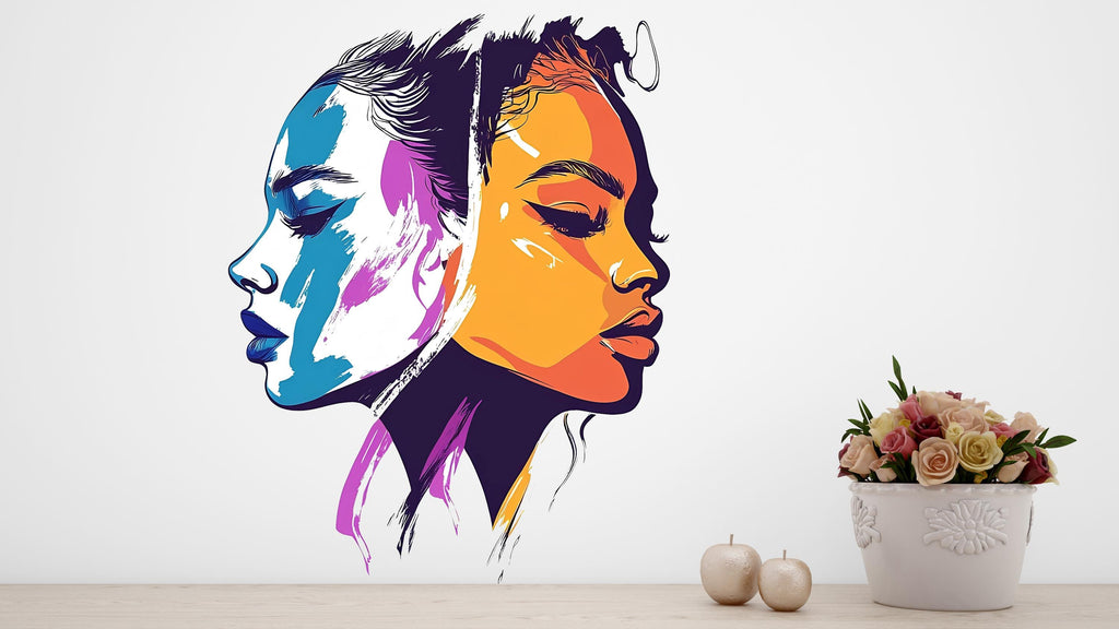 Abstract Face Wall Decal, Modern Woman Wall Art, Fashion Wall Sticker, Abstract Portrait Wall Decor, Beauty Salon Wall Decal, 049gm