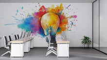 Load image into Gallery viewer, Light Bulb Wall Decal, Idea Wall Art, Creative Office Wall Sticker, Color Splash Wall Decal, Modern Wall Decor, Innovation Wall Art, 050gm