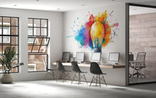 Load image into Gallery viewer, Light Bulb Wall Decal, Idea Wall Art, Creative Office Wall Sticker, Color Splash Wall Decal, Modern Wall Decor, Innovation Wall Art, 050gm