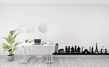 Load image into Gallery viewer, World Landmarks Skyline Wall Decal, Travel Agency Wall Decor, Eiffel Tower, Taj Mahal, Colosseum Silhouette Border Office Wall Sticker 766LU