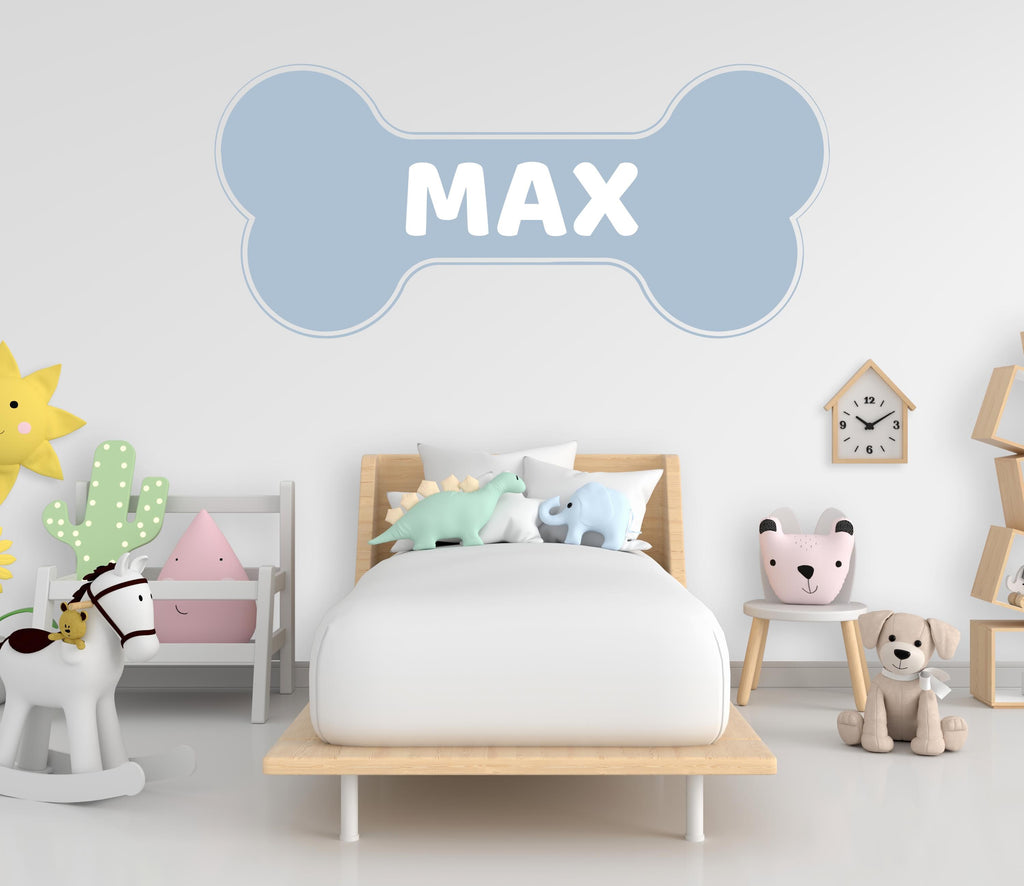Personalized Dog Name Wall Decal | Custom Pet Name Sign | Dog Bone Wall Sticker | Boho Pet Decor | Modern Dog Room Wall Art | Grooming 743LU