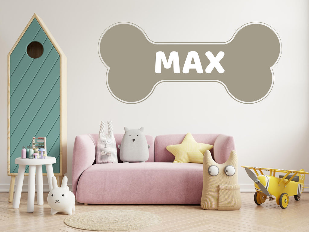 Personalized Dog Name Wall Decal | Custom Pet Name Sign | Dog Bone Wall Sticker | Boho Pet Decor | Modern Dog Room Wall Art | Grooming 743LU