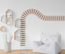Load image into Gallery viewer, Railroad train Wall Decal Highway Vinyl Sticker Track Route Wall Decor Kids Playroom Boys Room Wall Art Train Bedroom Mural Sticker 745LU