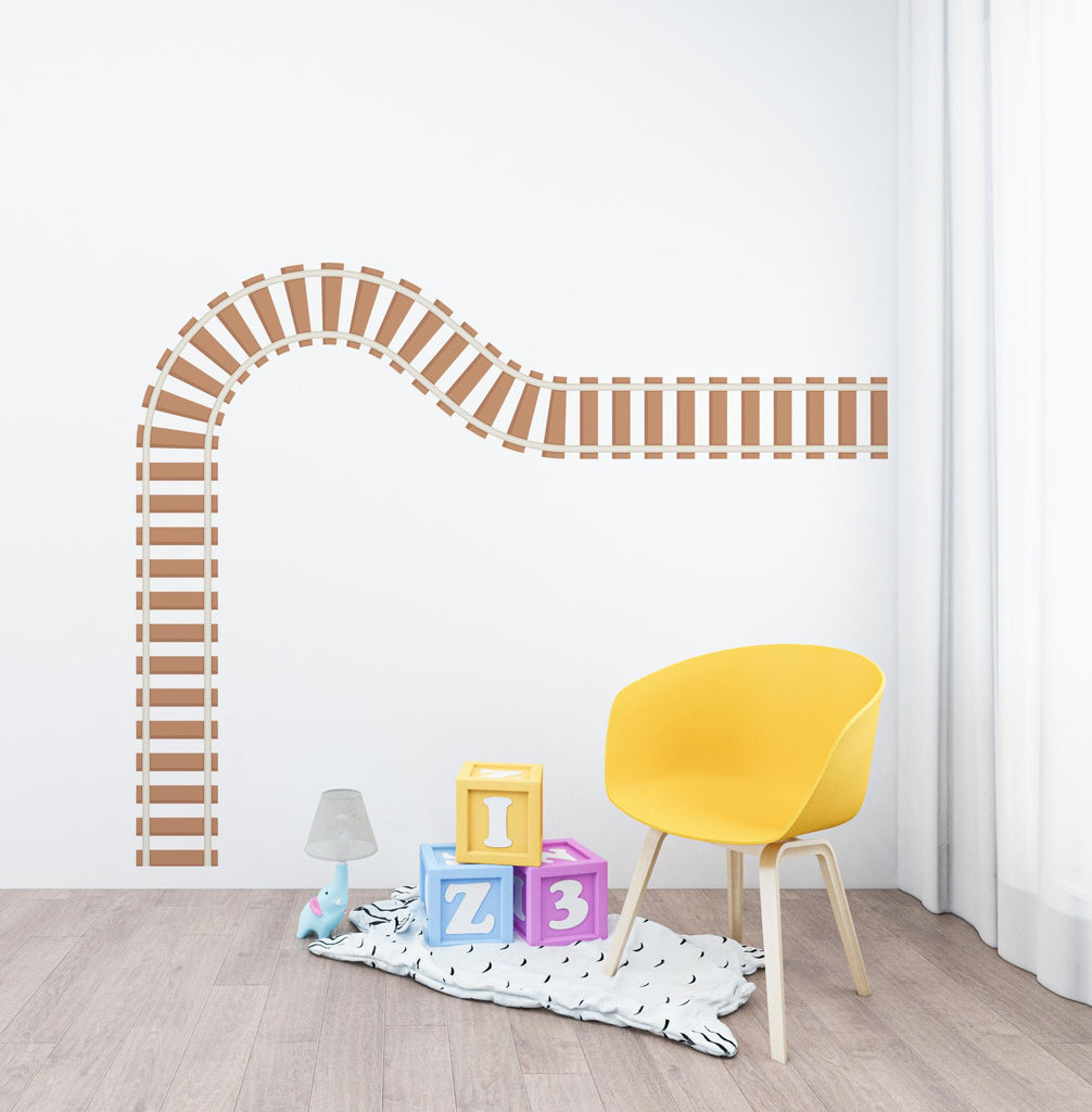 Railroad train Wall Decal Highway Vinyl Sticker Track Route Wall Decor Kids Playroom Boys Room Wall Art Train Bedroom Mural Sticker 745LU