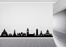 Load image into Gallery viewer, World Landmarks Skyline Wall Decal, Travel Agency Wall Decor, Travel World Cities Wall Sticker, Silhouette Border Office Wall Sticker 767LU