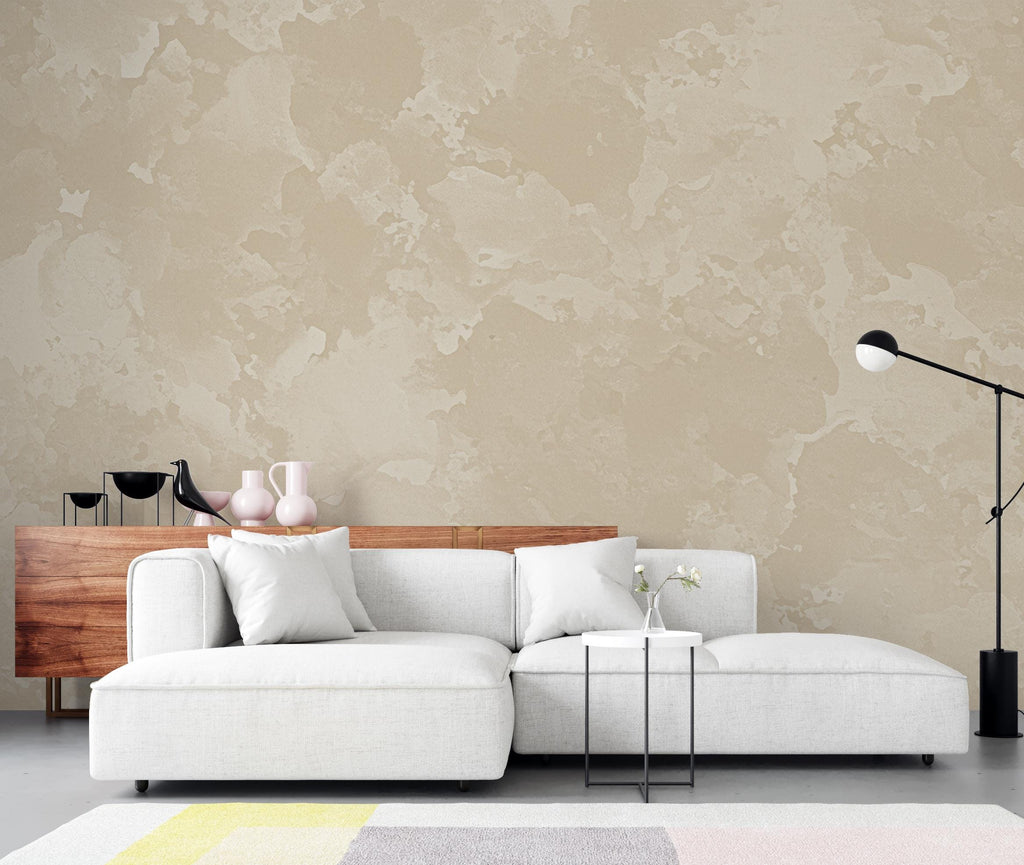 Luxury Limewash Wall Mural – Warm Beige & Light Taupe Natural Plaster Texture – Elegant Architectural Mineral Finish Wall Art