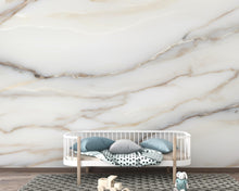 Load image into Gallery viewer, Luxury White Marble Wall Mural – Soft Gray Beige Veining – Elegant Large Scale Stone Effect – Timeless Neutral Statement