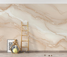 Load image into Gallery viewer, Elegant Neutral Marble Wallpaper – Blush Beige &amp; Ivory Veining – Soft Watercolor Stone Effect