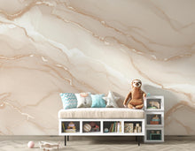 Load image into Gallery viewer, Elegant Neutral Marble Wallpaper – Blush Beige &amp; Ivory Veining – Soft Watercolor Stone Effect