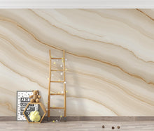 Load image into Gallery viewer, Luxury Neutral Marble Wallpaper – Soft Ivory &amp; Warm Beige Veining – Watercolor Stone Texture – Elegant Calm Wall Design