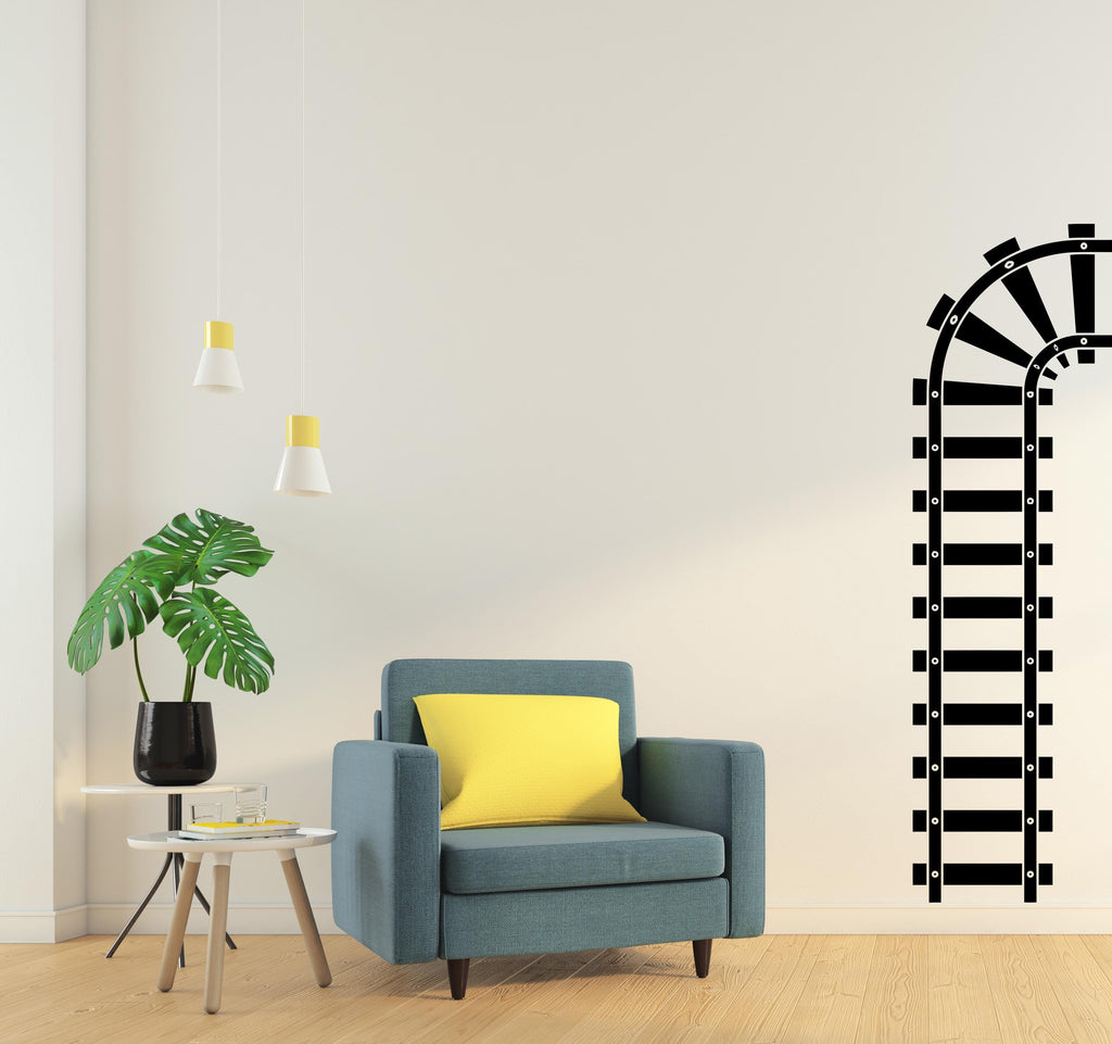 Railroad train Wall Decal Highway Vinyl Sticker Track Route Wall Decor Kids Playroom Boys Room Wall Art Train Bedroom Mural Sticker 746LU
