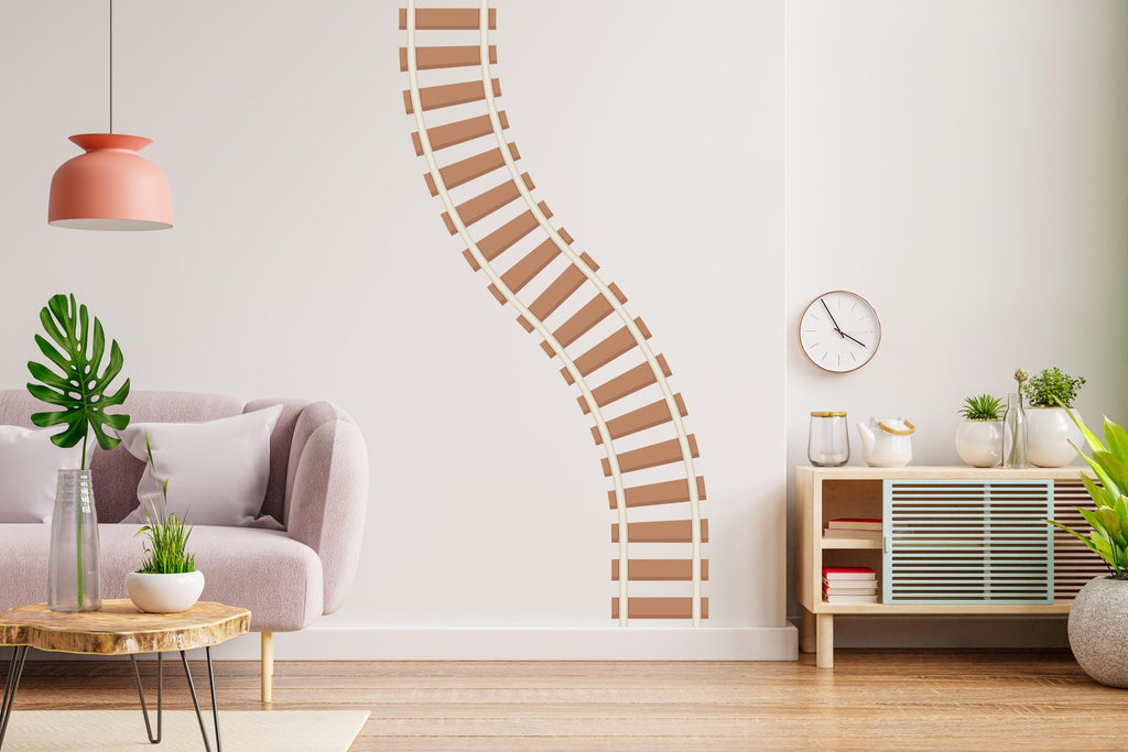 Railroad train Wall Decal Highway Vinyl Sticker Track Route Wall Decor Kids Playroom Boys Room Wall Art Train Bedroom Mural Sticker 747LU