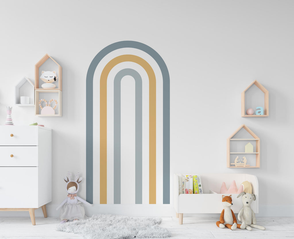 Rainbow Colorful Full Arch, Mid Century Boho Full Arch Wall Decals Modern Wall Stickers, Nursery Decor, Kids Room Wall Art, Home Decor 748LU