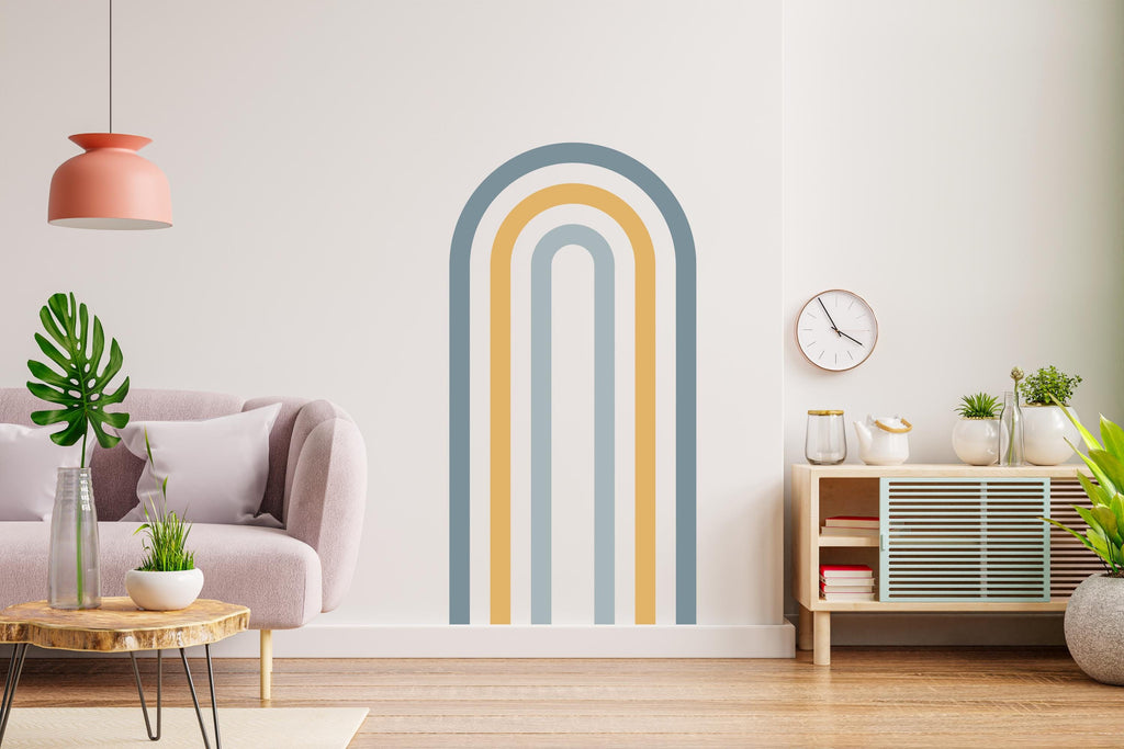 Rainbow Colorful Full Arch, Mid Century Boho Full Arch Wall Decals Modern Wall Stickers, Nursery Decor, Kids Room Wall Art, Home Decor 748LU