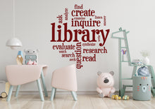 Load image into Gallery viewer, Library vinyl wall art decals, book shelves decor, library wall decal, education decals, reading room, nurseries, school, kids gifts 003LU