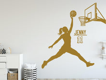 Load image into Gallery viewer, Basketball Girl Wall Decal, Custom Name Wall sticker, Personalized gifts Basket art Kids room Decor