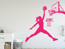 Load image into Gallery viewer, Basketball Girl Wall Decal, Custom Name Wall sticker, Personalized gifts Basket art Kids room Decor
