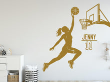 Load image into Gallery viewer, Basketball Girl Wall Decal, Custom Name Kids Room Decor