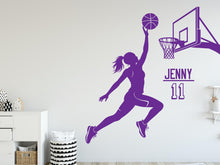 Load image into Gallery viewer, Basketball Girl Wall Decal, Custom Name Kids Room Decor