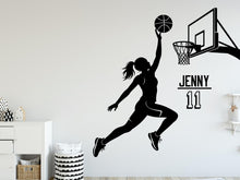 Load image into Gallery viewer, Basketball Girl Wall Decal, Custom Name Kids Room Decor