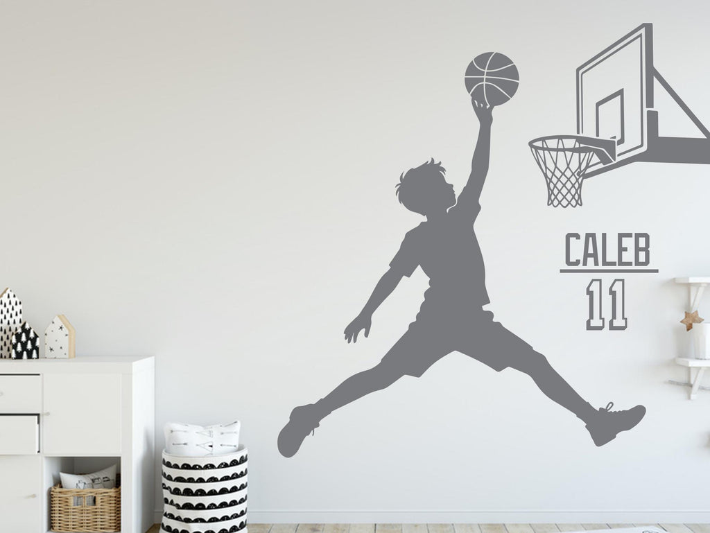 Personalized Basketball Boy Vinyl Wall Decal, Kids Room Decor, Custom Name