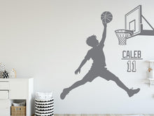 Load image into Gallery viewer, Personalized Basketball Boy Vinyl Wall Decal, Kids Room Decor, Custom Name