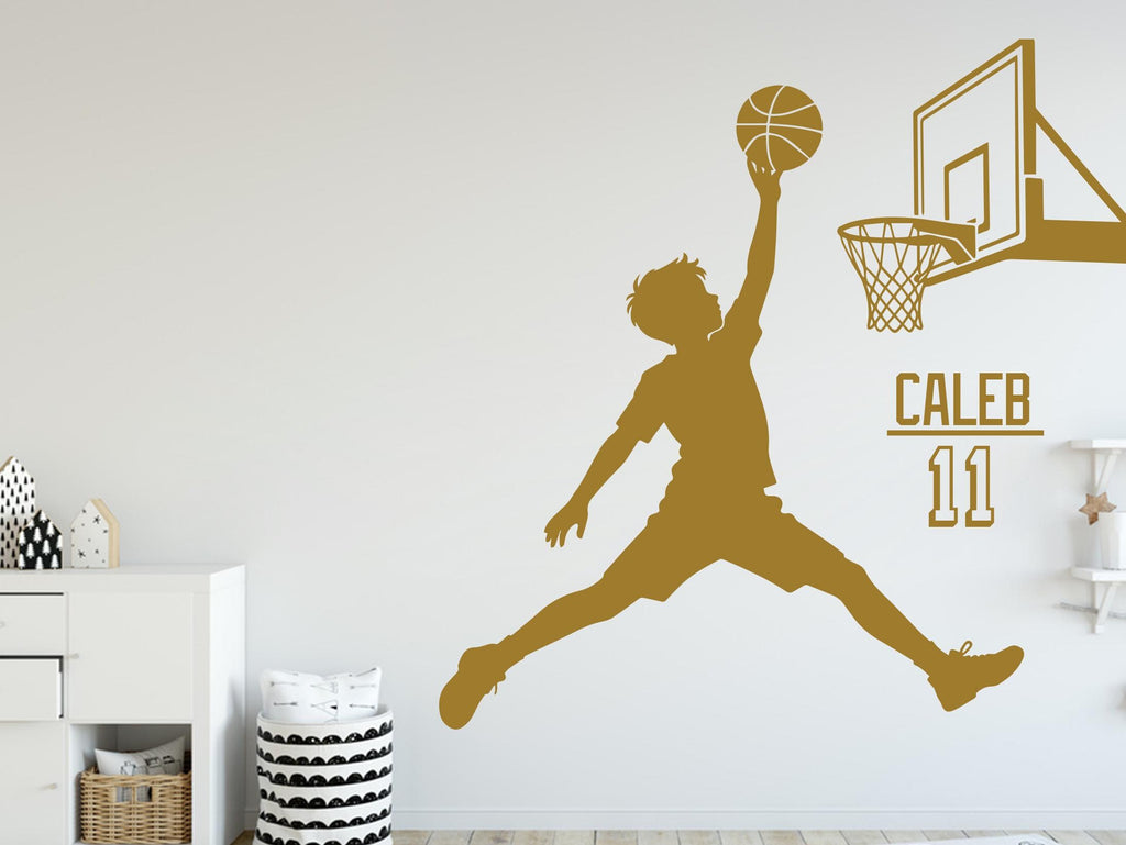 Personalized Basketball Boy Vinyl Wall Decal, Kids Room Decor, Custom Name