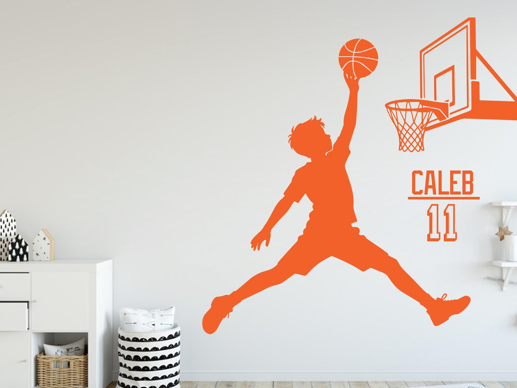 Personalized Basketball Boy Vinyl Wall Decal, Kids Room Decor, Custom Name