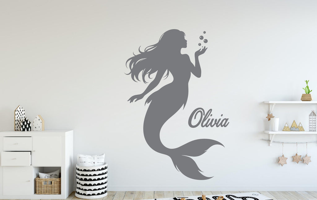 Mermaid Wall Decal - Girl Room Decor - Custom Name art