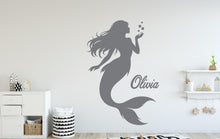 Load image into Gallery viewer, Mermaid Wall Decal - Girl Room Decor - Custom Name art