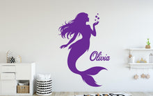 Load image into Gallery viewer, Mermaid Wall Decal - Girl Room Decor - Custom Name art