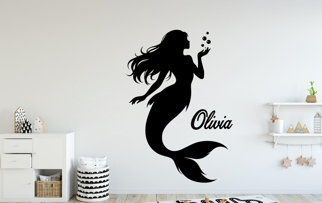 Mermaid Wall Decal - Girl Room Decor - Custom Name art