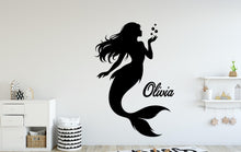 Load image into Gallery viewer, Mermaid Wall Decal - Girl Room Decor - Custom Name art